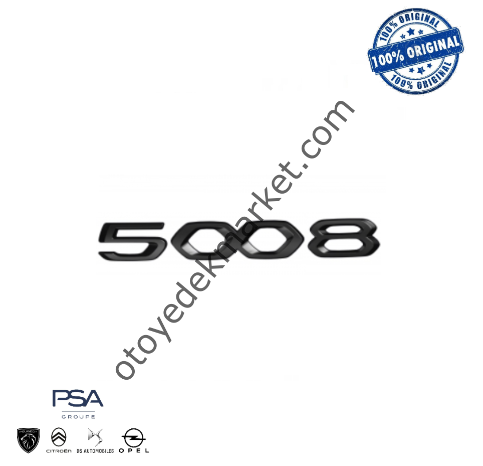 Peugeot 5008 (2021-2023) Bagaj Kapağı ''5008'' Yazısı, Siyah (Orijinal)