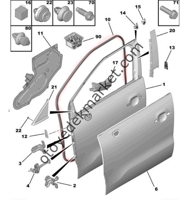 Citroen C3 Aircross (2017-2023) Sol Ön Kapı Üzerindeki Lastik Fitil (Orijinal)