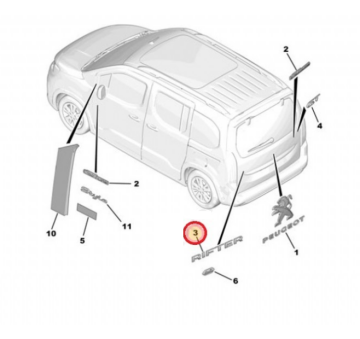 Peugeot Rifter (2024-2025) Bagaj ''Peugeot + Rifter'' Yazısı (Orijinal)