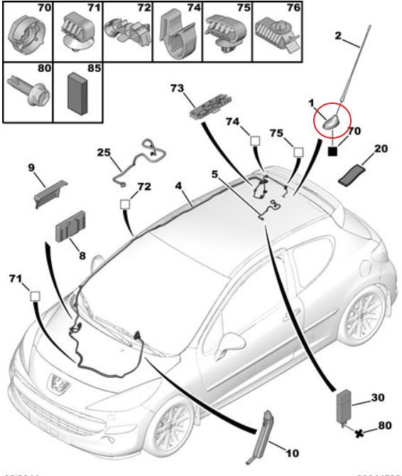 Peugeot 207 (2006-2012) Anten Dibi (Orijinal)