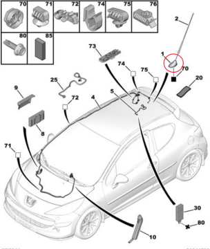 Peugeot 207 (2006-2012) Anten Dibi (Orijinal)