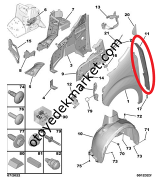 Peugeot Traveller (2017-2024) Sol Ön Çamurluk Ara Contası (Orijinal)