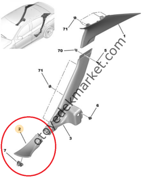 Peugeot 301 (2012-2020) Sağ Arka Kapı Eşik Bakaliti (Orijinal)