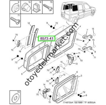 Citroen Berlingo (1998-2002) Yan Cam Hareketli Menteşe (Orijinal)