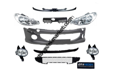 Peugeot 206 Gti-Rc Dolu Ön Tampon+Ön Tampon Orta Bandı+Petekli Orta Izgara+2 Adet Far ve Sis (İthal)