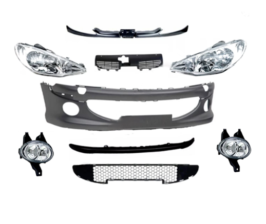 Peugeot 206 Gti-Rc Dolu Ön Tampon+Ön Tampon Orta Bandı+Petekli Orta Izgara+2 Adet Far ve Sis (İthal)