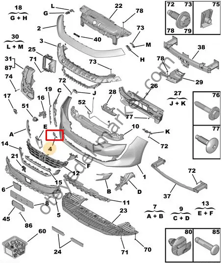 Peugeot 508 (2019-2024) Ön Tampon Çeki Demiri Kapağı (Orijinal)