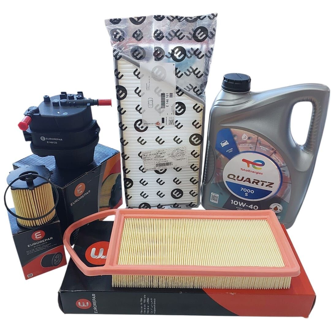Peugeot 206 (2002-2010) 1.4 Hdi Filtre Seti (Orijinal Eurorepar) Ve 10W40 Motor Yağı