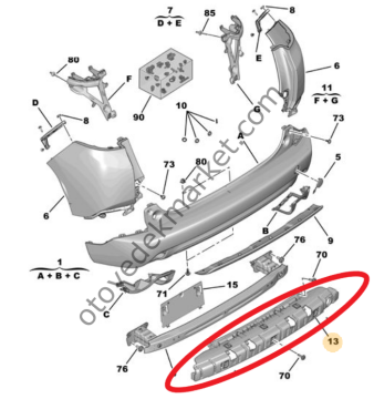 Peugeot 2008 (2013-2016) Arka Tampon Orta Bağlantı Ayağı (İthal)