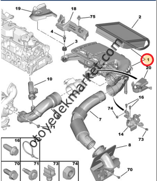Peugeot Partner Tepee (2016-2018) 1,6 Hdi Euro 6 Hava Filtre Kutusu (Orijinal)