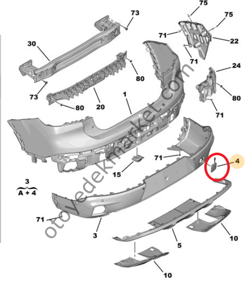 Citroen C4 (2021-2024) Arka Tampon Çeki Demiri Kapağı (Orijinal)