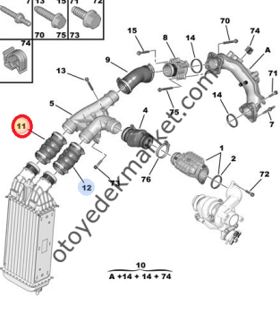 Citroen C-Elysee (2012-2017) Turbo Radyatör Hortumu (Orijinal)