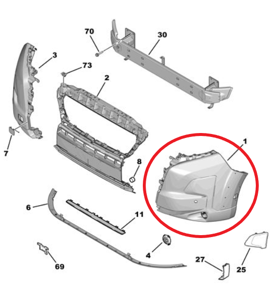 Citroen Jumper (Relay) (2024-2025) Sol Ön Tampon (Orijinal)