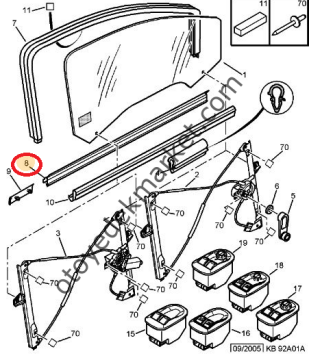 Peugeot 206 (1999-2012) Sol Ön Kapı Dış Cam Sıyırıcı Fitil (İthal)