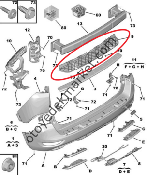 Peugeot 5008 (2017-2023) Arka Tampon İç Bağlantı Plastiği (Orijinal)