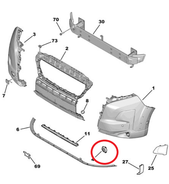 Citroen Jumper (Relay) (2024-2025) Sol Ön Tampon Sis Far Kapağı (Orijinal)