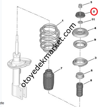 Peugeot 207 (2004-2012) Ön Amortisör Tabla Pulu (Orijinal)