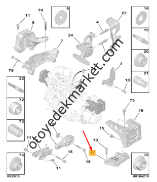 Peugeot 208 (2012-2020) Şanzıman Üst Takoz Bağlantı Ayağı (Orijinal)