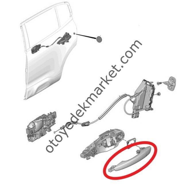 Peugeot 208 (2020-2023) Sol Arka Kapı Dış Açma Kolu (Orijinal)