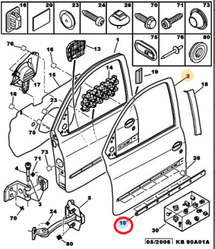 Peugeot 206 5 Kapılı Ön Kapı Çıtası Sağ (İthal)