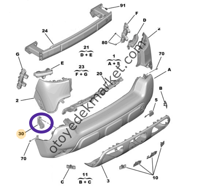 Citroen C3 Aircross (2017-2023) Arka Tampon Bağlantı Mesnedi (Orijinal)