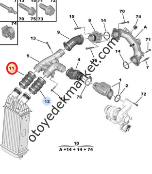 DS3 (2012-2017) Turbo Radyatör Hortumu (Orijinal)