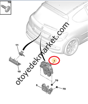 Peugeot Partner Tepee (2009-2017) Bagaj Kapak Kilidi (İthal)