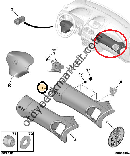PEUGEOT 206 (1998-2012) YOLCU AIRBAG SİYAH (ORJİNAL)